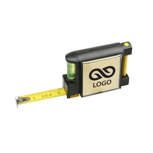 Miara 2m, poziomica, notatnik, długopis - Czarny