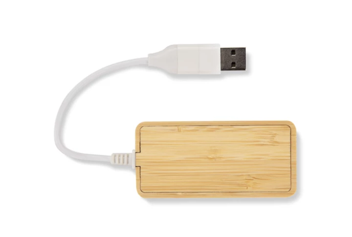 Rozdzielacz bambusowy HUB USB z wymienną wtyczką - RIVO 